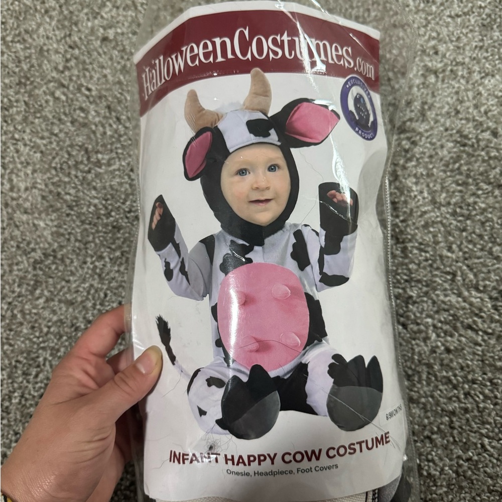 Infant Happy Cow Costume - Pink and Black